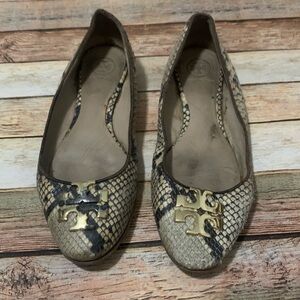 Tory Burch Snakeskin Reptile Ballet Flat Shoe Slip On Loafer Snake